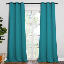 NICETOWN NICETOWN Room Darkening Curtains 90 inch Length 2 Panels, Thermal Insulated Grommet Blackout Curtains for Modern Casual Elegant Bedroom Kids Room Theme Decoration (Peacock Teal, 2 Pieces, W42)