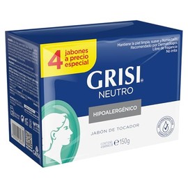GRISI, Cuadripack Jabón Neutro | Limpia y suaviza la piel | Pack de 4 barras de 150 gr c/una