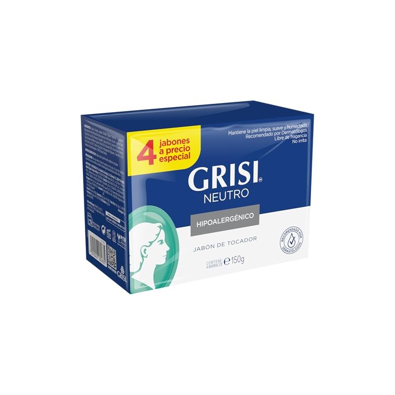 GRISI, Cuadripack Jabón Neutro | Limpia y suaviza la piel