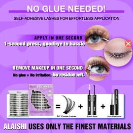 No Glue Needed Lashes,Lash Clusters Kit, DIY Cluster Eyelash Extensions 10‑18mm,140pcs Fluffy D Curl Soft Natural Lashes with Lash Tweezers–Natural Fake Cat Eye Wispy Individual Clusters(NG LLB1)