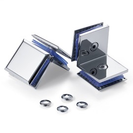 Ranbo Square Frameless Glass Clamp Connector/Shower Door Fixed Panel/Glass-to-Glass Corner Clamp,304 Stainless Steel,for 5/16" - 1/2" (8-12 mm) Thickness Glass,2 PC,Polished Chrome