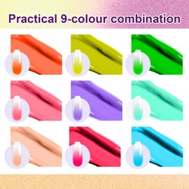 U-Shinein Gradient Painting Gel, 9 Colors Ombre Gel Nail Polish with 100Pcs Nail Sponges & 4 Claws Metal Grabber, Sponging for Ombre Nails Aura Nails, French Manicure DIY Nail Art (O)
