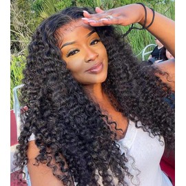 Aorbige HD Swiss Lace 13x6 Lace Front Wig Burmese Curly Wig Human Hair More Fuller 180% Density Hair Pre-Plucked Hair Line for Black Women with Baby Hair (HD 13x6 Burmese curl, 20inch)