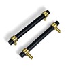 Wood and Brass Dresser Handles Adjustable 2~5 Inch Black Double