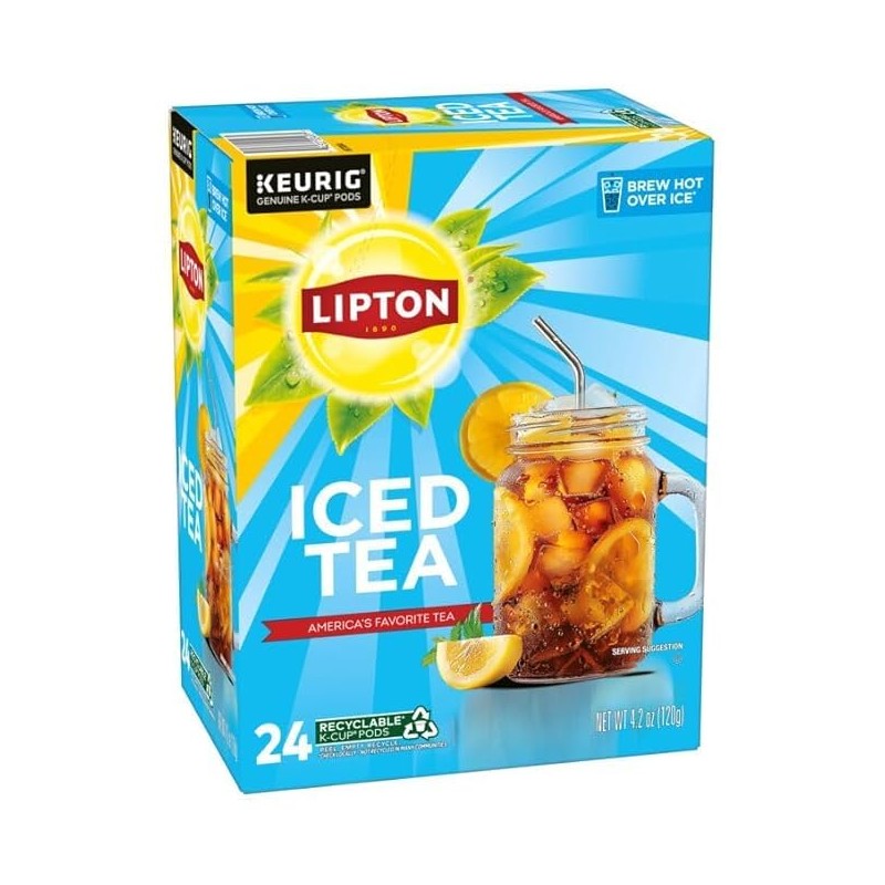 Lipton Unsweetened Black Iced Tea K-Cups 24-Pack for Keurig Coffee