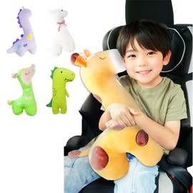 ichiiro Seat Belt Cover, Neck Pillow, Seat Belt Cushion, Child Seat, Children's Pillow, Stuffed Toy, 10 Types of Left and Right Types, Right Facing Giraffe