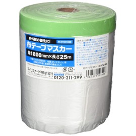 Iris Ohyama M-NTM1800 Pre-Taped Masking Film, Cloth Tape with Film, Protective Covering, 70.9 inches (1,800 mm) x 82 ft (25 m), Green