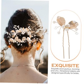 minkissy 6pcs Bridal Pearl Hairpins Rhinestones Wedding Hair Accessories for Bridesmaids U-shaped Bobby Pins for Women