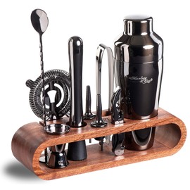 Mixology Bartender Kit: 10-Piece Bar Tool Set with Mahogany Stand | Perfect H...