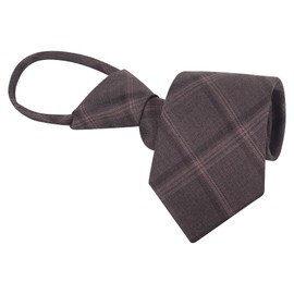 WANYING Men's 7 cm 2.75 Inch Slim Zip Tie Pre-Tied Casual Business Length 48 cm Glencheck Pattern Tartan Checked, A11 Tartan Checked Brown