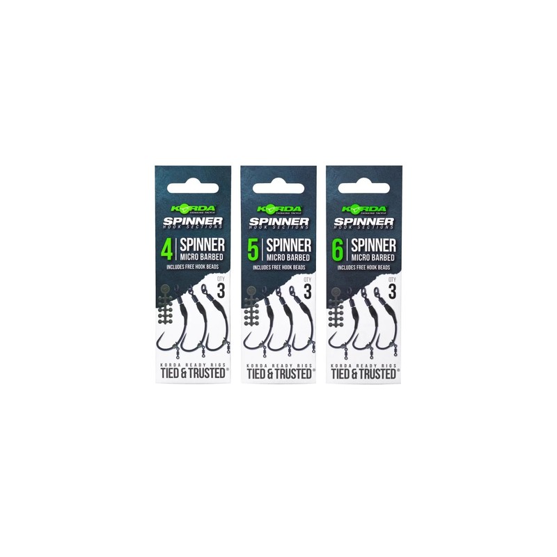 Korda Ready Tied Spinner Hook Sections 4 Micro Barbed |