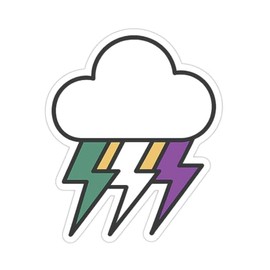 Pride Cloud with Rainbow Lightning Bolts in Aroace Colors Minimalist Flat Illustration Sticker (2.25" x 2.75")