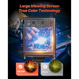 VEVOR Welding Helmet Auto Darkening, 3.94" x 3.15" True Color Welding Hood, Solar-Powered Welder Mask 4 Arc Sensors, Wide Shade 4/5-9/9-13 for TIG MIG Weld Cutting Grinding Application - METIS Series