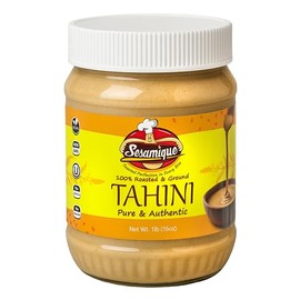 Sesamique Kosher Tahini,16 oz -100% Pure Ground & Roasted Sesame, Vegan, Non-GMO, No Additives, No Preservatives, No Added Sugar, BPA-Free Jar, Made in USA