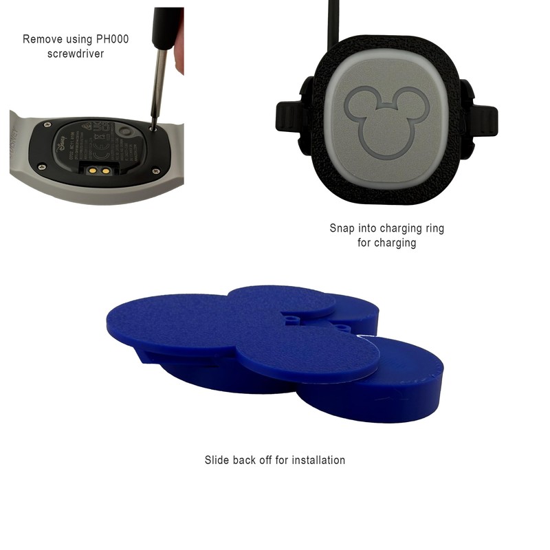 Mouse Magicband+ Compatible Puck Holder. (Black with Screwdriver)
