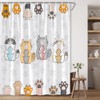 BCNEW Cartoon Cat Shower Curtain Cute Kitty with Fish Kitten