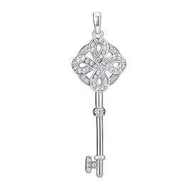 SILVEGO Women's Key Pendant 925 Sterling Silver with Zirconia, 925/000 sterling silver, Cubic Zirconia