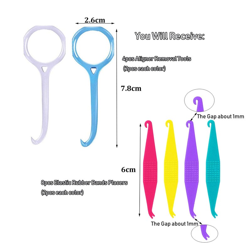 Aligner Remover Tool and Dental Elastic Rubber Bands Placers for