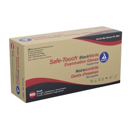 Safe-Touch Black Nitrile Exam Gloves Box, Small, 100 Count