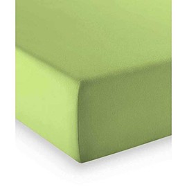 Fleuresse Jersey Fitted Sheet, Green, 200 cm x 200 cm