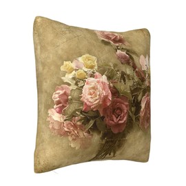 NBFKDO Shabby Chic Rose Decorative Throw Pillow Covers Soft Square Pillowcases Cushion for Living Room Sofa Bedroom Farmhouse Home Decor 20"X20"