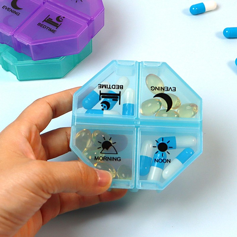 Weekly Pill Organizer 4 Time a Day，Pill Dispensers， Pill Box