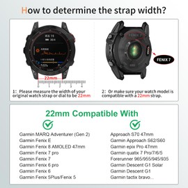22mm Quickfit Silicone Bands for Garmin Fenix E/Fenix 8 AMOLED 47mm/7 Pro/7/6/6 Pro/5/5 Plus Watch Strap,Compatible with Garmin Forerunner 965/955/945/935/Approach S70 47mm/S62/S60/quatix 7 Pro/Epix