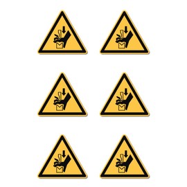 Warning of risk of squeezing the hand between tools of a press: W030 - DIN EN ISO 7010 / ASR A1.3 - sticker: 5 cm, pack of 6