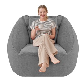 HABUTWAY Inflatable Bean Bag Chairs for Adult Blow up Chair Portable Inflatable Bean Bag Couch w/Electric Air Pump,Handle & Side Pocket for Movie Night Reading Gaming Living Room - Light Grey
