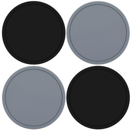 Oruola Drink Coasters Set of 4, Silicone Round Coasters for Drinks, Durable and Non-Slip Rubber Coaster for Indoor and Outdoor Use, Coffee Table Coaster, Heat Resistant and Easy to Clean(Grey & Black)