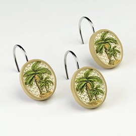 Avanti Linens - Shower Curtain Hooks, Tropical Inspired Bathroom Accessories, Set of 12 (Colony Palm Collection)