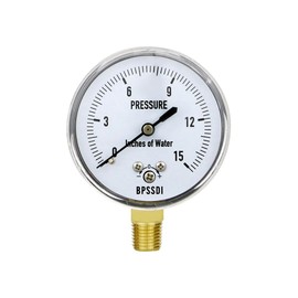 BPSSDI 0-15 Inches of Water Column Gauge, Low Pressure Gauge, Capsule Gauge, 304 Stainless Steel Case, 2.5" Dial Size, 1/4" NPT Lower Mount, Zero Adjustment, for Air Water Gas Pressure Test