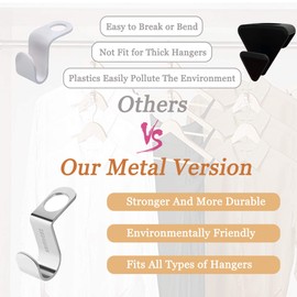 ZEDODIER Metal Clothes Hanger Connector Hooks, 50 Pack Super Sturdy Hanger Extender Hooks, Efficient Closet Space Saver, Easy to Use, Suitable for Heavy Clothing, Fits All Types of Hangers, Silver