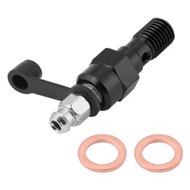 TKSE Hollow Screw Bleeding Screw, M10 x 1.0 mm Motorcycle Brake Brake Caliper Bleed Screw Nipple Hollow Screw + Dust Cap (Black)