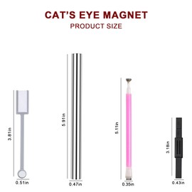 YECIRALA 4 Pieces 3D Cat Eye Nail Art Magnets Tool Set For Cat Eye Nails Polish Magnet Wand Magnetic Pen For DIY Gel Polish Nail Art Designs Magnets Double Ended Magnet Wand Magnet Sticks