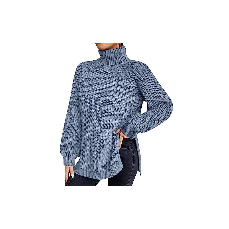 QUINTRA Loose Solid Color Sweater Medium Long Autumn/Winter Turtleneck Long