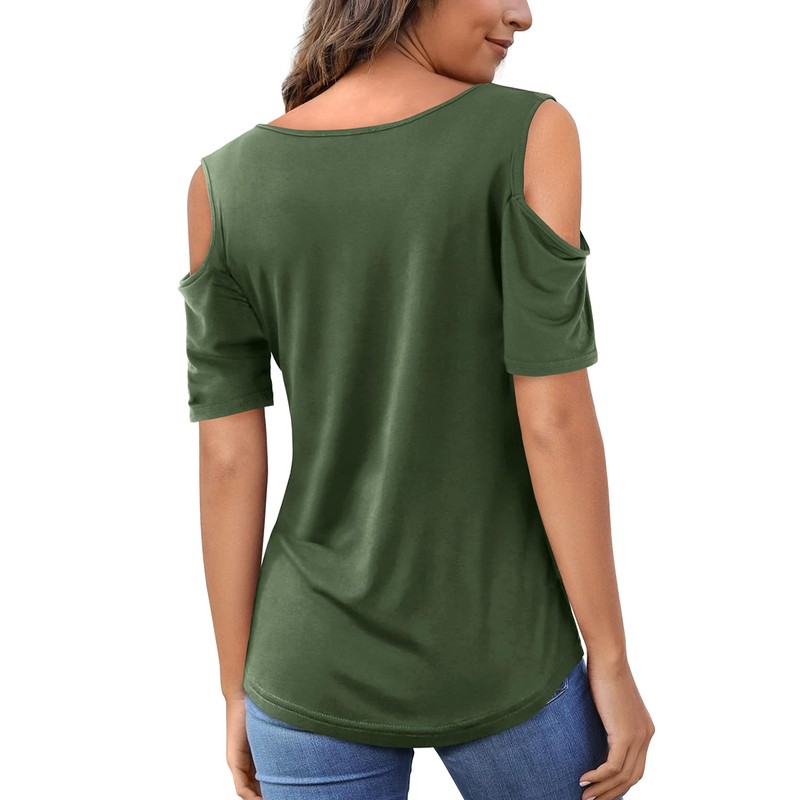 Beluring women's off-the-shoulder short sleeve/ long sleeve shirts, summer V-neck