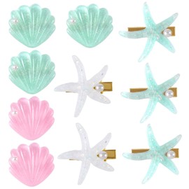 10 PCS Starfish Hair Clip,Mermaid Accessories Women,Starfish Shell Pearl Hair Clip Set for Mermaid Costume Hair Accessories