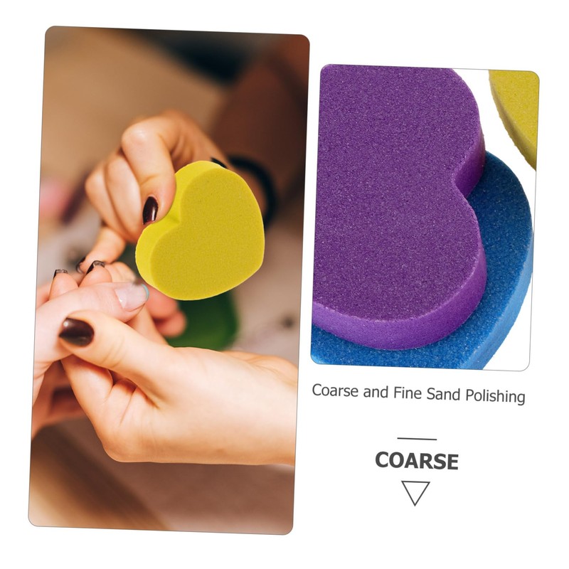 Baluue 50pcs Heart Shaped Sponge Nail Files for Manicure Dual-sided