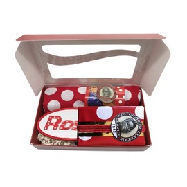 Rosie the Riveter in a Box. Feminist Empowerment, Artisan Soap, Polkadot Bandana, Enamel Collar Pin, Embroidered Name Patch