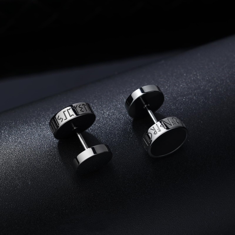 FEEL STYLE 925 Sterling Silver Viking Rune Stud Earrings for