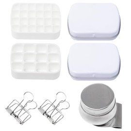 Neikafan Set of 2 Watercolour Boxes, Empty Watercolour Box with 12 and 24 Compartments, Portable Travel Painting Box, Empty with Clip and Oil Pot for Travel, Sketching and Painting