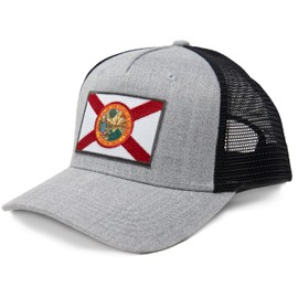 International Tie Florida Hat for Men and Women - Florida State Flag Adjustable One Size Trucker Cap, Baseball, Snapback with an Embroidered Patch (Grey/Black)