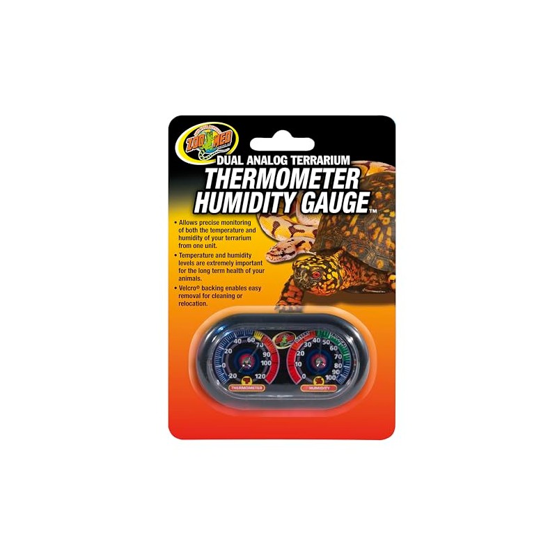 Zoo Med Economy Analog Dual Thermometer and Humidity Gauge, 6