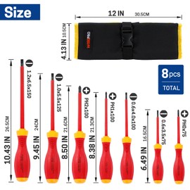 WISEPRO 8PCS 1000V Insulated Screwdriver Set, Electrical Screwdriver Set Electrician Screwdriver Repair Tools with Magnetic Phillips and Slotted Tips