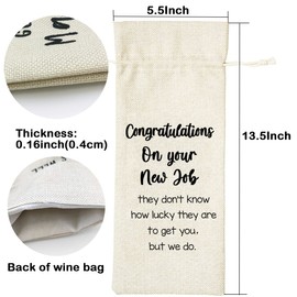 LANBAIHE New Job Gifts Wine Bag, Promotion Gifts, Congratulationg On New Job, Coworker Leaving Gift, Going Away Gifts for Coworker - PAIRS WELL WITH NEW JOB (Beige-1)