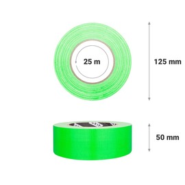 GRIP Eventbasics Neon Klebeband GT 571, fluoreszierendes Neon Gaffa Tape 50 mm x 25 m, feine Gewebestruktur, sehr hohe Klebkraft, 48h ablösbar, für Innen- und Außenbereich - neongrün