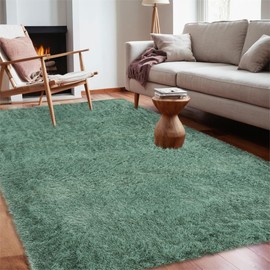 Garvee Large Shag Rug 6x9 Living Room Bedroom Area Rug Non Slip Ultra Soft Modern Solid Color Nursery Throw Carpet Cozy Plush Fuzzy Faux Fur Rug for Boys Girls Kids Room Home Decor Dorm, Mint