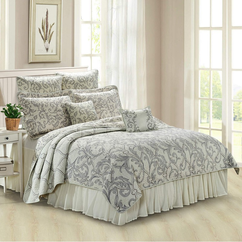 Serenta 7 Piece Printed Microfiber Bedspread Quilts Set, Queen, Marisol