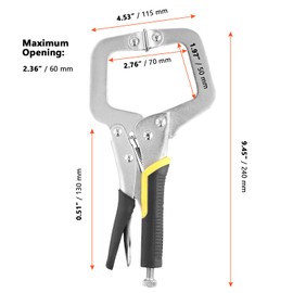 SINJEUN 2 PCS C Clamp 9 Inch, Welding Locking C Clamps with Adjustable Screw and Swivel Pads, Heavy Duty c Clamp Locking Pliers for Welding, Aligning, Woodworking, Yellow/Silver